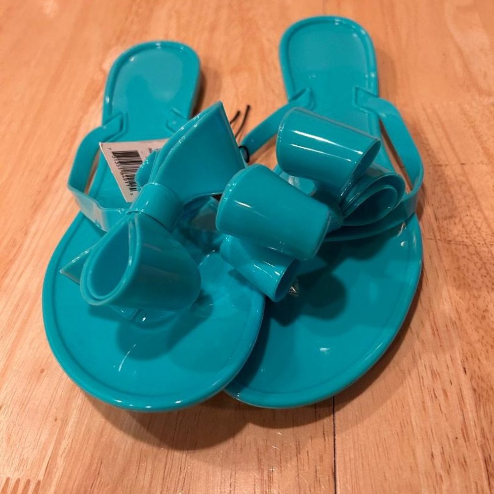 Brand New Green Bow Jelly Sandals (Size 9/10)